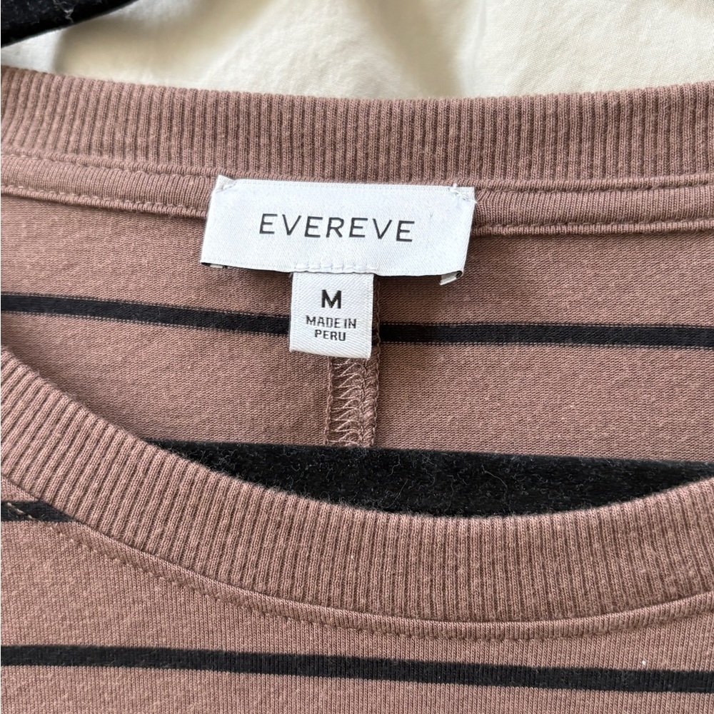 Evereve Peyton Jensen Billie Striped Long Sleeve Tunic Black & Brown Top - Picture 3 of 4